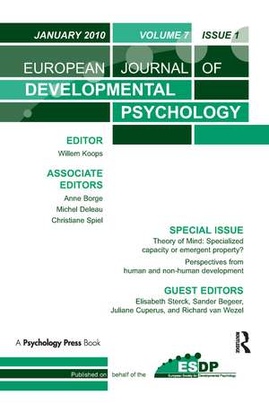 Theory of Mind: Specialized Capacity or Emergent Property? Perspectives from Non-human and Human Development: A Special Issue of the European Journal of Developmental Psychology de Elisabeth Sterck