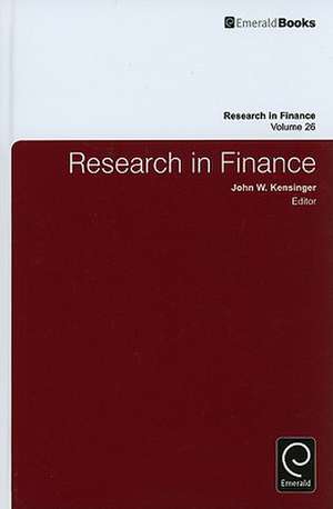 Research in Finance de John W. Kensinger