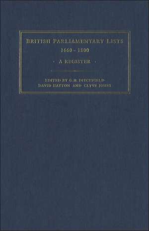 British Parliamentary Lists, 1660-1880 de G. M. Ditchfield