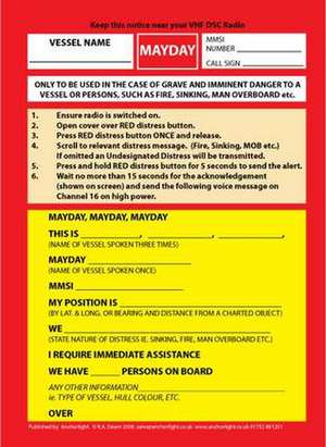 VHF DSC Mayday Procedure Card de ROBERT DEARN