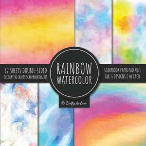 Rainbow Watercolor Scrapbook Paper Pad Vol.1 Decorative Crafts Scrapbooking Kit Collection for Card Making, Origami, Stationary, Decoupage, DIY Handmade Art Projects de Crafty As Ever