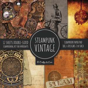 Vintage Steampunk Scrapbook Paper Pad 8x8 Scrapbooking Kit for Papercrafts, Cardmaking, DIY Crafts, Old Retrofuturistic Theme, Vintage Design de Crafty As Ever