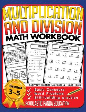 Multiplication and Division Math Workbook for 3rd 4th 5th Grades de Scholastic Panda Education