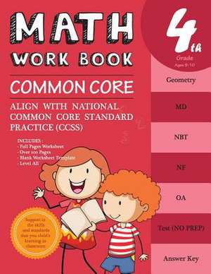 4th Grade Math Workbook Common Core Math de Biinyin Educate Workbook