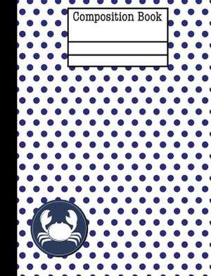 Crab Nautical Navy Polka Dot Composition Notebook - 5x5 Quad Ruled de Creations, Rengaw