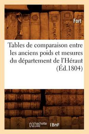 Tables de Comparaison Entre Les Anciens Poids Et Mesures Du Departement de L'Heraut (Ed.1804) de Fort