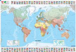 The World - Michelin rolled & tubed wall map Encapsulated de Michelin