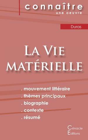 Fiche de lecture La Vie matérielle de Marguerite Duras (Analyse littéraire de référence et résumé complet) de Marguerite Duras