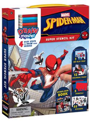 Drawmaster Marvel Spider-Man: Super Stencil Kit: 4 Easy Steps to Draw Your Heroes de Crackboom! Books