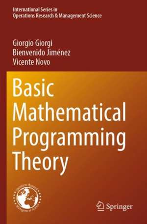 Basic Mathematical Programming Theory de Giorgio Giorgi