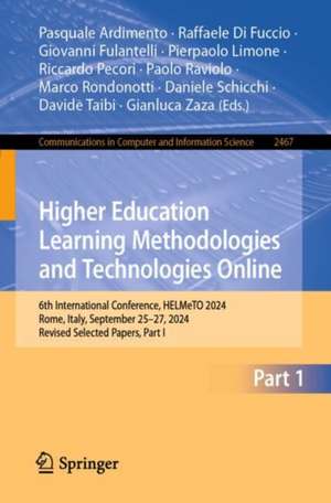 Higher Education Learning Methodologies and Technologies Online de Pasquale Ardimento