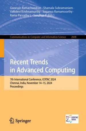 Recent Trends in Advanced Computing de Ganesan Ramachandran