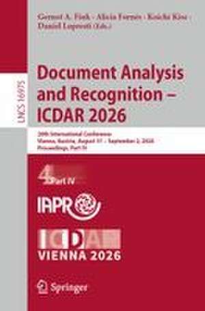 Document Analysis and Recognition - ICDAR 2026 de Alicia Fornes