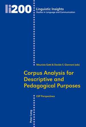 Corpus Analysis for Descriptive and Pedagogical Purposes de Maurizio Gotti