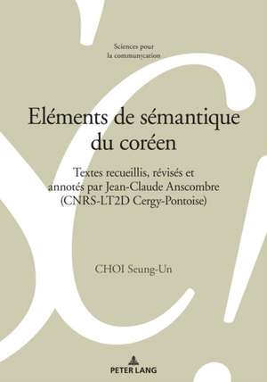 Elements de semantique du coreen de Choi Seung-Un Choi