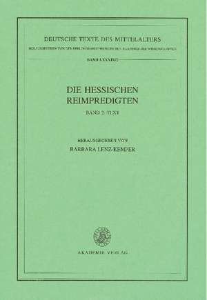 Die Hessischen Reimpredigten de Barbara Lenz-Kemper