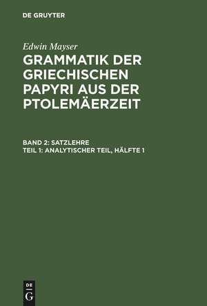 Analytischer Teil, Hälfte 1 de Edwin Mayser