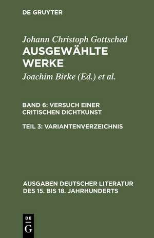 Variantenverzeichnis de Johann Ch. Gottsched