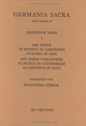 Die Bistümer der Kirchenprovinz Trier. Das Erzbistum Trier 5: Die Stifte St. Severus in Gemünden, St. Maria in Diez mit ihren Vorläufern, St. Petrus in Kettenbach, St. Adelphus in Salz de Wolf-Heino Struck