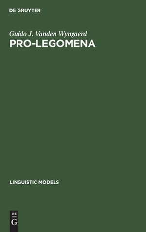 PRO-legomena: Distribution and Reference of Infinitival Subjects de Guido J., Vanden Wyngaerd