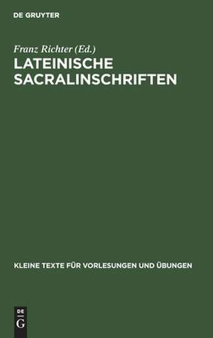 Lateinische Sacralinschriften de Franz Richter