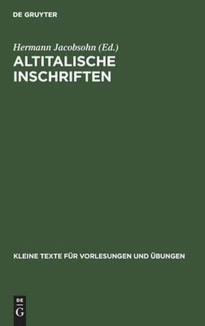 Altitalische Inschriften de Hermann Jacobsohn