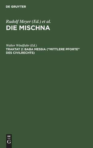 Baba meßia ("Mittlere Pforte" des Civilrechts): Text, Übersetzung und Erklärung ;Nebst einem textkritischen Anhang, aus: Die Mischna : Text, Übersetzung und ausführliche Erklärung ; Mit eingehenden geschichtlichen und sprachlichen Einleitungen und textkritischen Anhängen, IV. Seder, 2. Traktat de Georg Beer