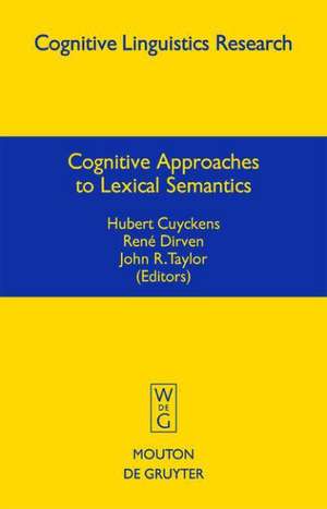 Cognitive Approaches to Lexical Semantics de Hubert Cuyckens