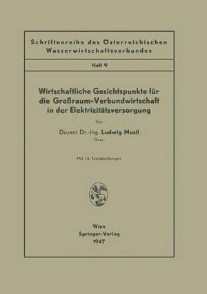 Wirtschaftliche Gesichtspunkte für die Großraum-Verbundwirtschaft in der Elektrizitätsversorgung: Heft 9 de Ludwig Musil