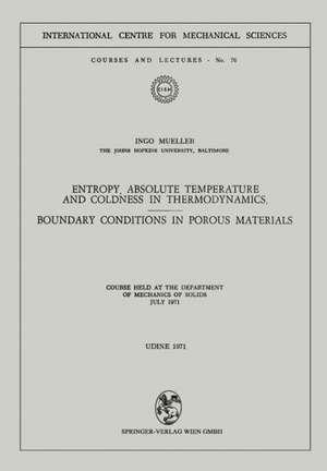 Entropy, Absolute Temperature and Coldness in Thermodynamics: Boundary Conditions in Porous Materials de Ingo Mueller