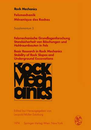 Felsmechanische Grundlagenforschung Standsicherheit von Böschungen und Hohlraumbauten in Fels / Basic Research in Rock Mechanics Stability of Rock Slopes and Underground Excavations: Vorträge des 21. Geomechanik-Kolloquiums der Österreichischen Gesellschaft für Geomechanik / Contributions to the 21st Geomechanical Colloquium of the Austrian Society for Geomechanics de L. Müller-Salzburg