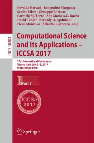 Computational Science and Its Applications - ICCSA 2017 de Osvaldo Gervasi