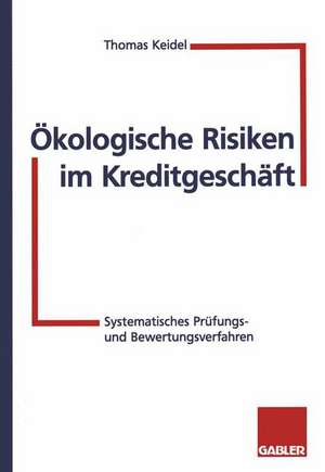 Ökologische Risiken im Kreditgeschäft: Systematische Prüfungs- und Bewertungsverfahren de Thomas Keidel