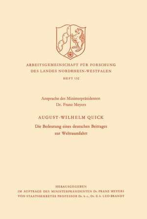 Die Bedeutung eines deutschen Beitrages zur Weltraumfahrt de August Wilhelm Quick