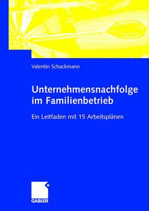 Unternehmensnachfolge im Familienbetrieb: Ein Leitfaden mit 15 Arbeitsplänen de Valentin Schackmann