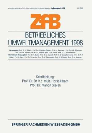 Betriebliches Umweltmanagement 1998 de Horst Albach