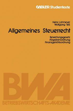 Allgemeines Steuerrecht de Heinz Lohmeyer