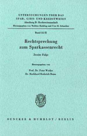 Rechtsprechung zum Sparkassenrecht. Folge II de Peter Weides