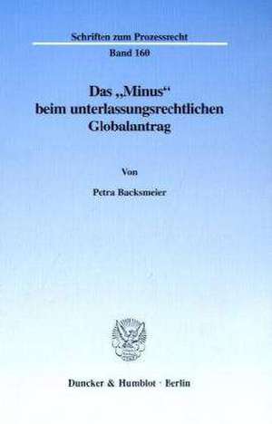 Das "Minus" beim unterlassungsrechtlichen Globalantrag. de Petra Backsmeier