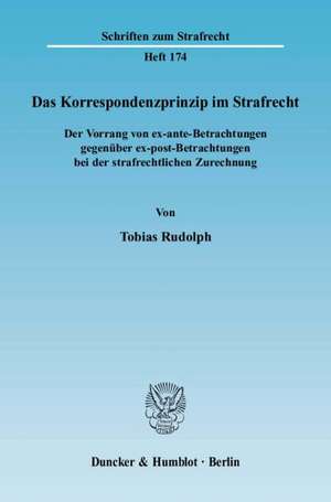 Das Korrespondenzprinzip im Strafrecht de Tobias Rudolph