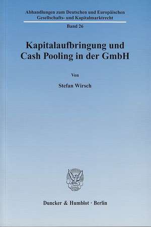 Kapitalaufbringung und Cash Pooling in der GmbH de Stefan Wirsch