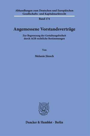 Angemessene Vorstandsverträge. de Melanie Jänsch