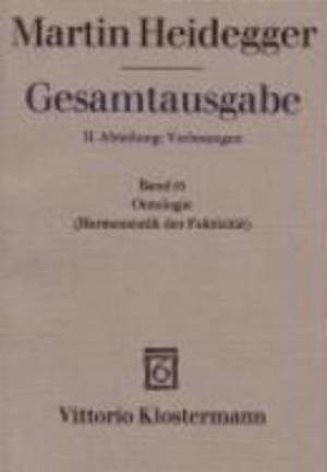 Gesamtausgabe Abt. 2 Vorlesungen Bd. 63. Ontologie