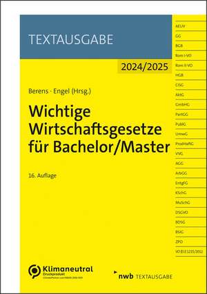 Wichtige Wirtschaftsgesetze für Bachelor/Master de Nwb Gesetzesredaktion