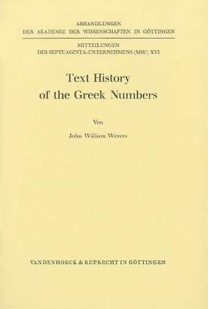 Text History of the Greek Numbers de John W Wevers