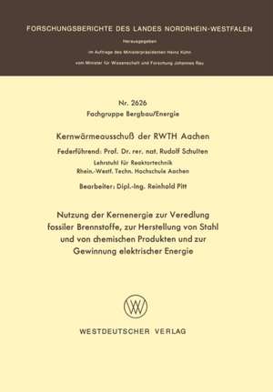 Nutzung der Kernenergie zur Veredlung fossiler Brennstoffe, zur Herstellung von Stahl und von chemischen Produkten und zur Gewinnung elektrischer Energie de Rudolf Schulten