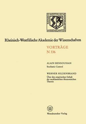 Rheinisch-Westfälische Akademie der Wissenschaften: Natur-, Ingenieur- und Wirtschaftswissenschaften Vorträge · N 336 de Alain Bensoussan