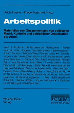 Arbeitspolitik de Ulrich Jürgens