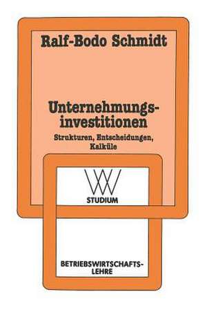 Unternehmungsinvestitionen: Strukturen — Entscheidungen — Kalküle de Ralf-Bodo Schmidt