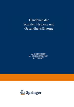 Handbuch der Soƶialen Hygiene und Gesundheitsfürsorge: Dritter Band: Wohlfahrtspflege · Tuberkulose Alkohol · Geschlechtskrankheiten de A. Gottstein